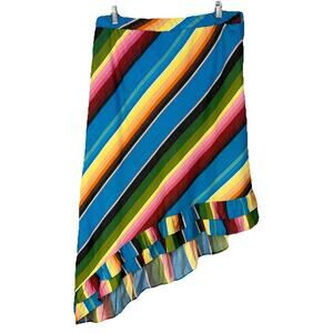 Tasha Polizzi Stripe Ruffle Asymmetrical Midi Skirt 🤎 Women’s L